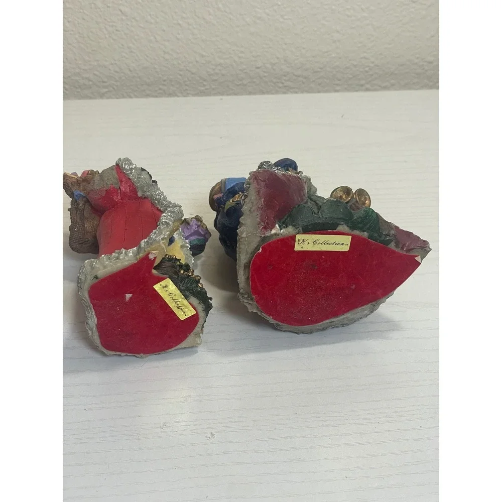 Santa Claus Set of 2 Figurines Christmas‎ Holiday Decor Festive Gift Bearer
